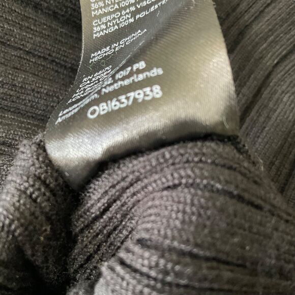 By Anthropologie sweater Top ribbed Sheer sleeves Square Neck women’s XL Black - Picture 12 of 12